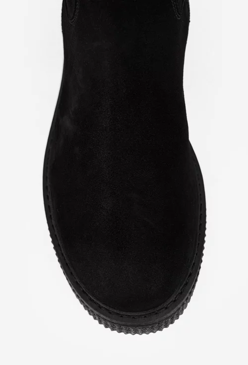 Cizme dama negre din piele intoarsa