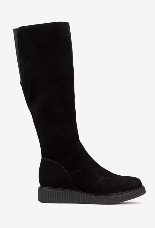 Cizme dama negre din piele intoarsa