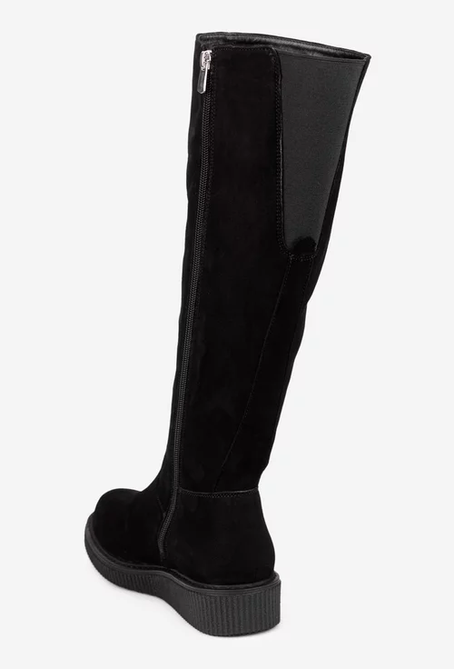 Cizme dama negre din piele intoarsa