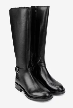 Cizme dama negre din piele naturala