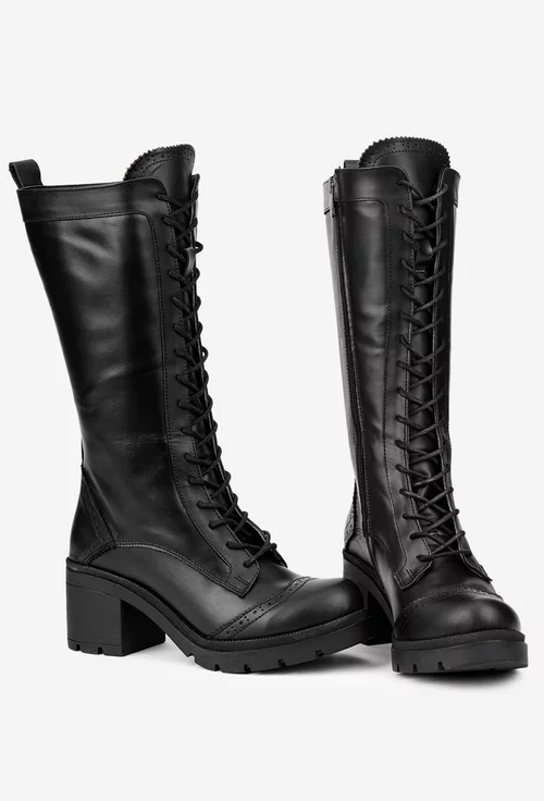 Cizme dama negre din piele naturala