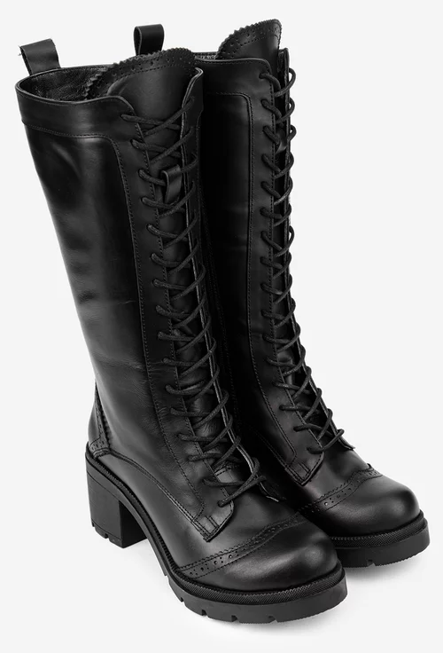 Cizme dama negre din piele naturala