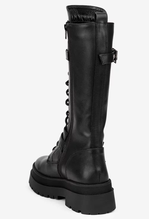 Cizme dama negre din piele naturala