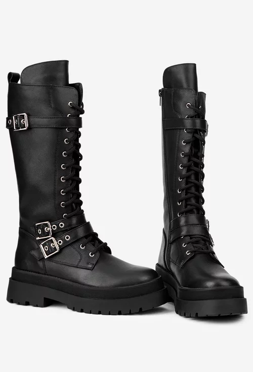 Cizme dama negre din piele naturala