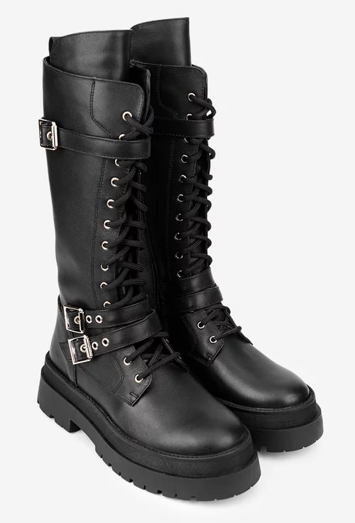 Cizme dama negre din piele naturala