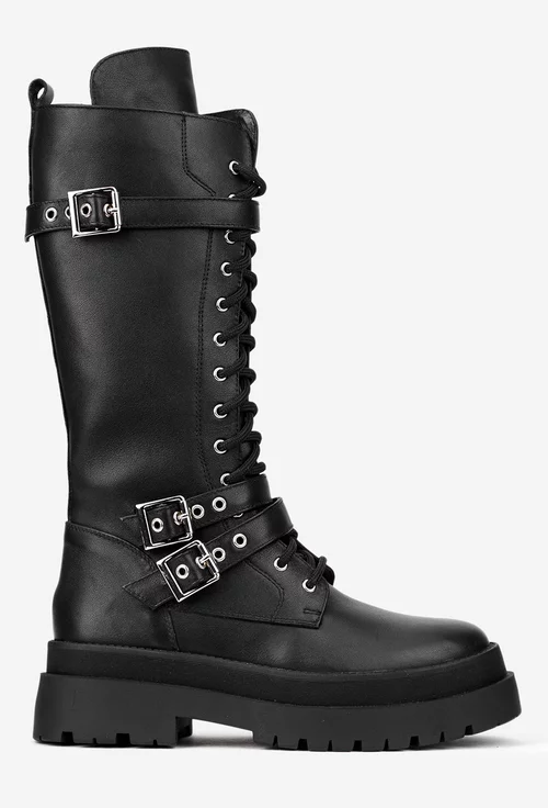 Cizme dama negre din piele naturala