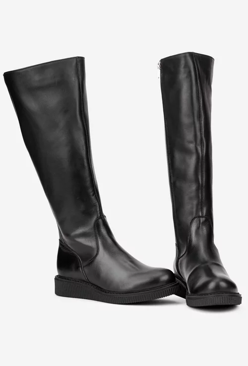 Cizme dama negre din piele naturala