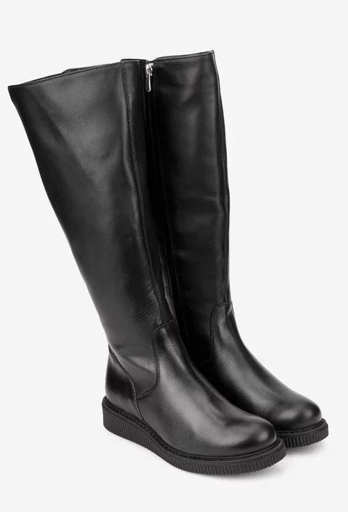 Cizme dama negre din piele naturala