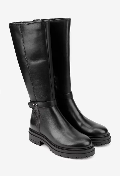 Cizme dama negre din piele naturala