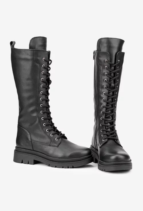 Cizme dama negre din piele naturala