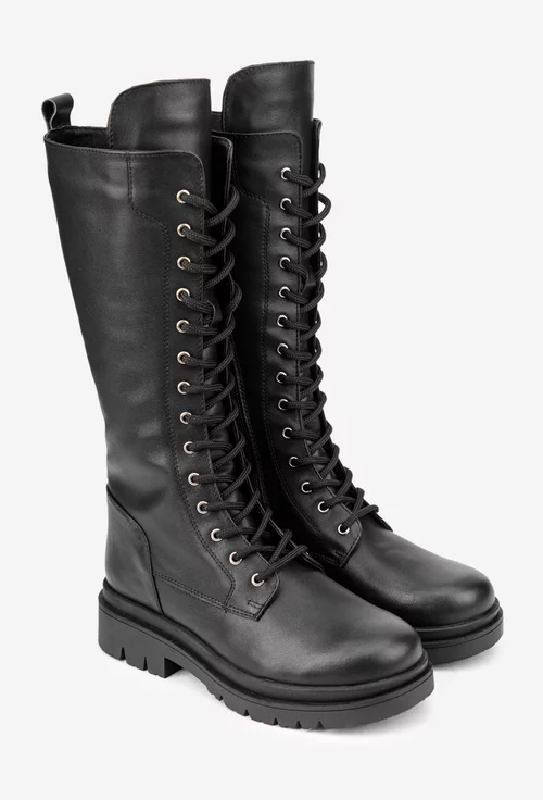 Cizme dama negre din piele naturala