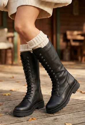 Cizme dama negre din piele naturala