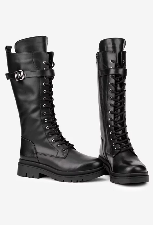 Cizme dama negre din piele naturala