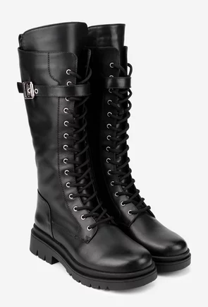 Cizme dama negre din piele naturala