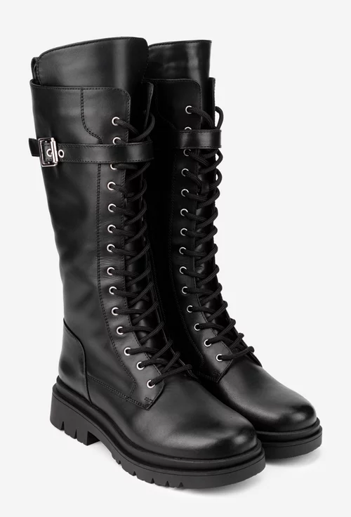 Cizme dama negre din piele naturala