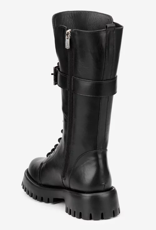 Cizme dama negre din piele naturala