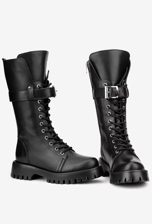 Cizme dama negre din piele naturala