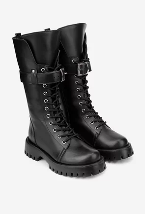 Cizme dama negre din piele naturala