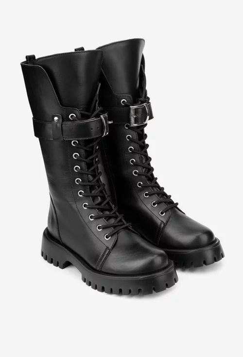 Cizme dama negre din piele naturala