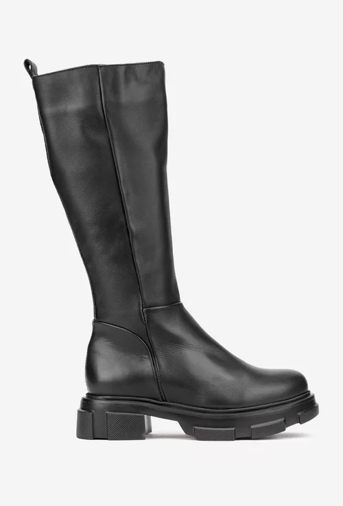 Cizme dama negre din piele naturala