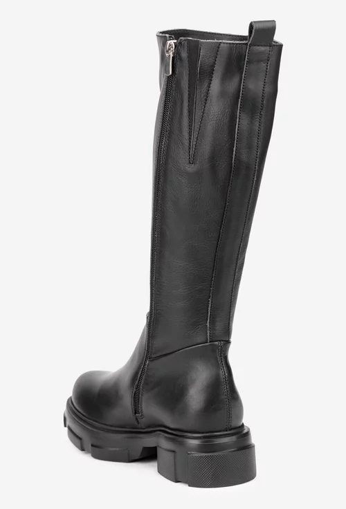 Cizme dama negre din piele naturala