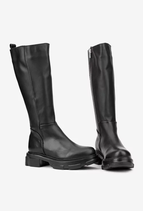 Cizme dama negre din piele naturala