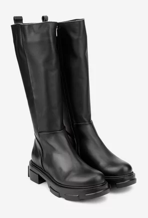 Cizme dama negre din piele naturala