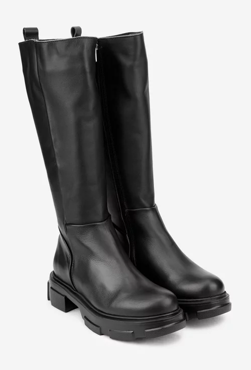 Cizme dama negre din piele naturala