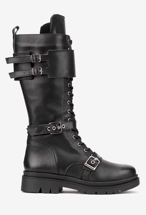 Cizme dama negre din piele naturala