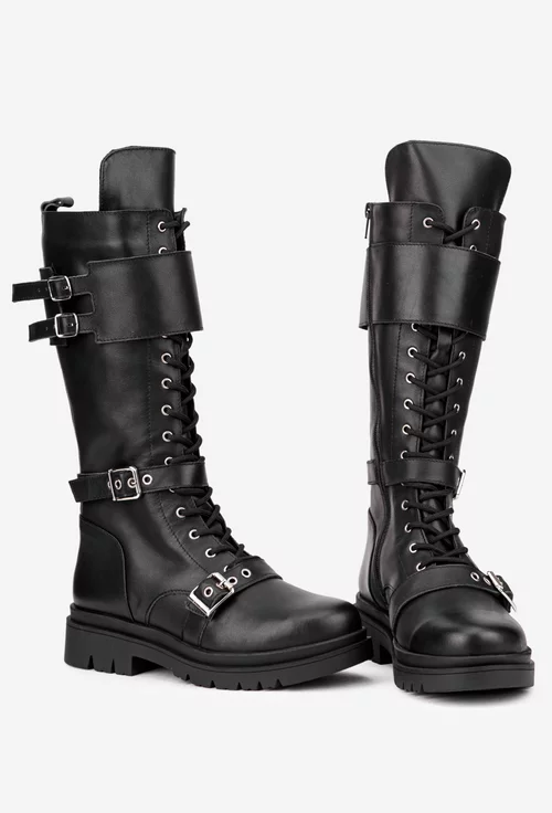 Cizme dama negre din piele naturala