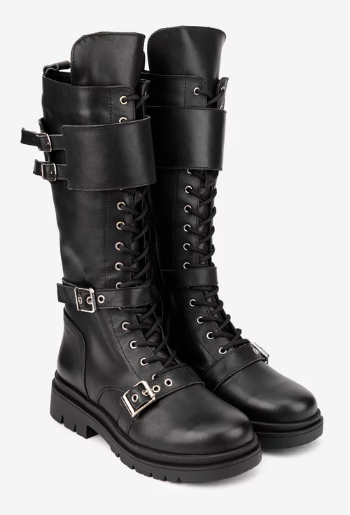 Cizme dama negre din piele naturala