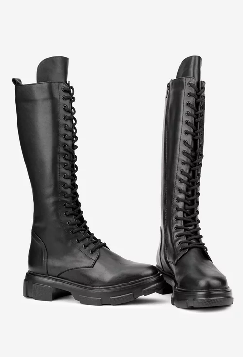 Cizme dama negre din piele naturala