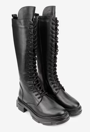 Cizme dama negre din piele naturala