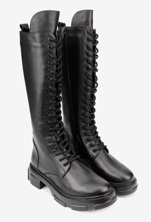 Cizme dama negre din piele naturala