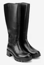 Cizme dama negre din piele naturala cu fermoar