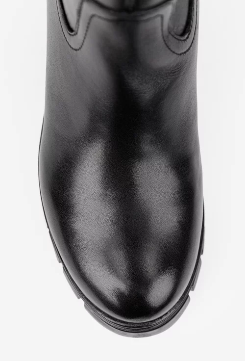Cizme dama negre din piele naturala cu fermoar