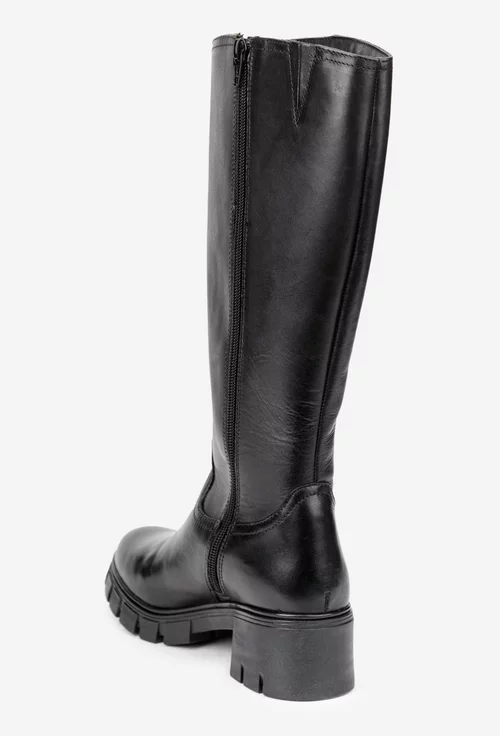 Cizme dama negre din piele naturala cu fermoar