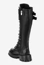 Cizme dama negre din piele naturala cu siret