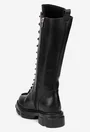Cizme dama negre din piele naturala cu siret in fata
