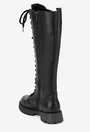Cizme dama negre din piele naturala cu siret si fermoar