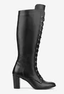 Cizme dama negre din piele naturala cu toc