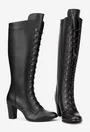 Cizme dama negre din piele naturala cu toc