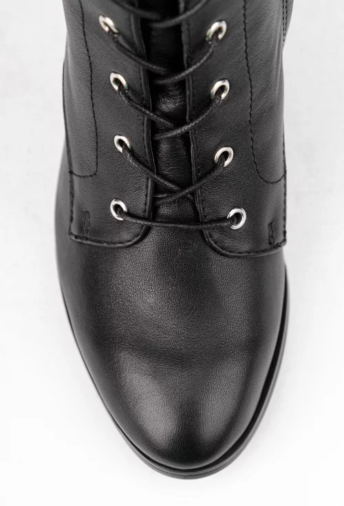 Cizme dama negre din piele naturala cu toc