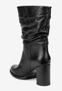 Cizme dama NUR fronsate din piele naturala neagra