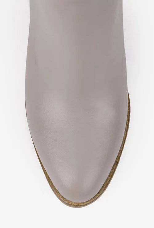 Cizme dama NUR fronsate din piele naturala taupe