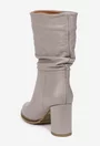 Cizme dama NUR fronsate din piele naturala taupe