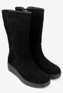 Cizme dama scurte din piele intoarsa neagra