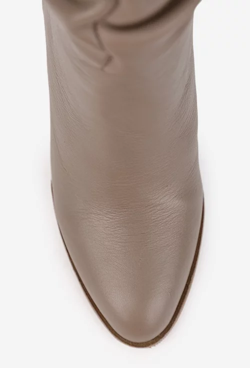 Cizme dama taupe din piele naturala