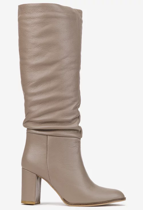 Cizme dama taupe din piele naturala