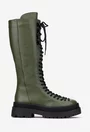 Cizme dama verzi din piele texturata